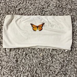 white butterfly tube top
